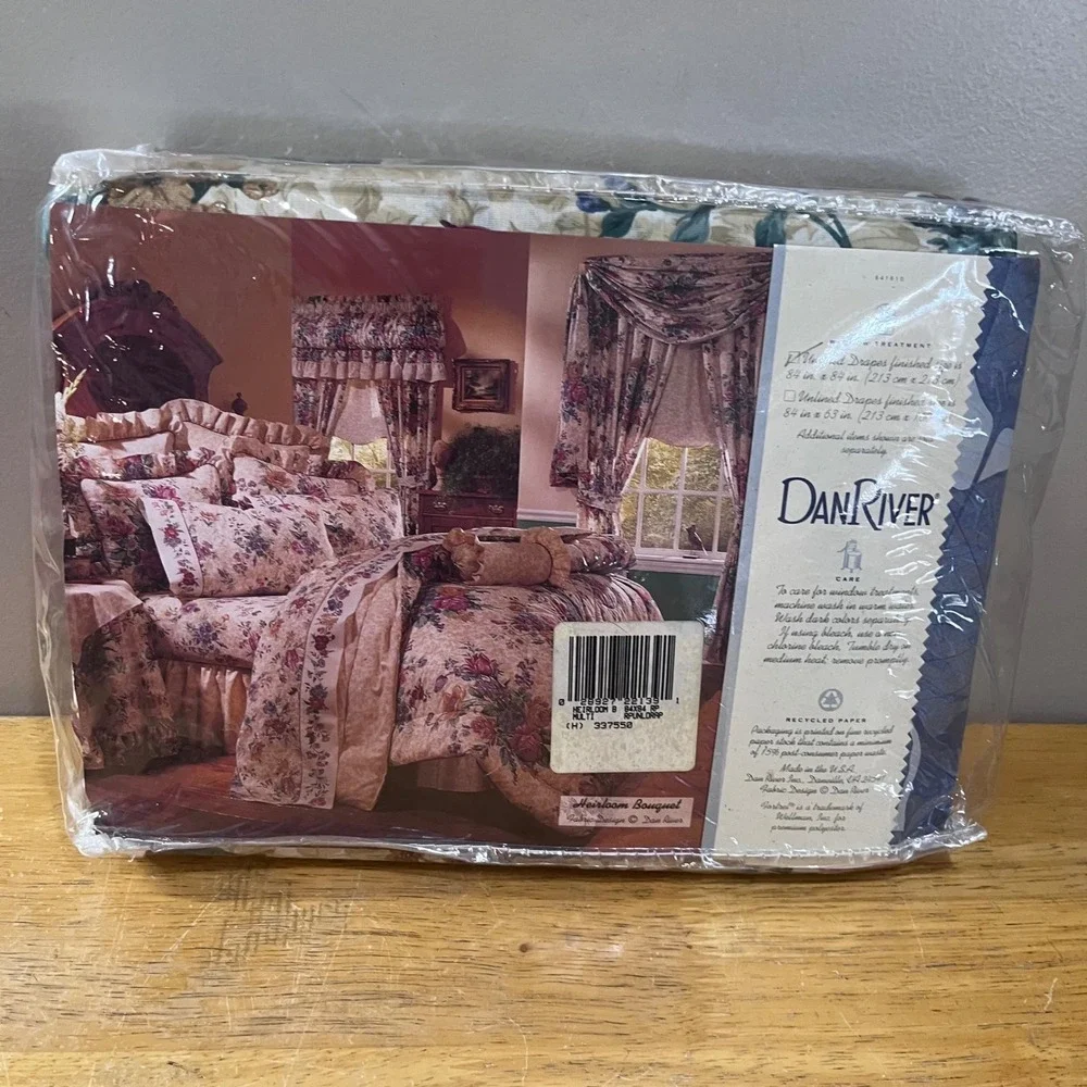 Vtg Dan River Heirloom Bouquet Floral Drapes 84x84 Cottagecore Window Set NEW‎